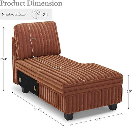 Belffin Modular Sectional Storage Chaise Module for Modular Sectional Sofa Right-Facing Chaise Brick Red Couch