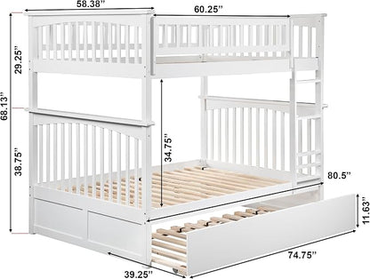 AFI, Columbia Ladder Bunk Bed Full Over Full with Full Trundle, White