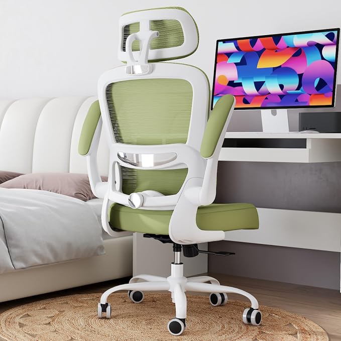 TRALT Office Chair Ergonomic Desk Chair, 330 LBS Home Mesh Office Desk Chairs with Wheels, Comfortable Gaming Chairs (1, Green)
