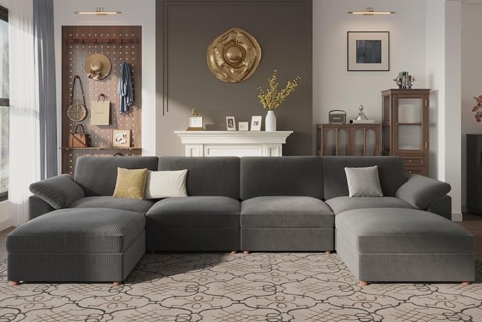 EASE MOOSE U Shape Sectional Couch with Ottoman,Modern Comfort Modular Sectional Sofa,Oversized,Wide Deep Modular Cloud Couch,Removable Cover