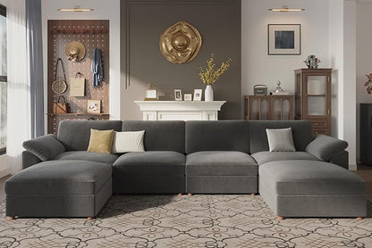 EASE MOOSE U Shape Sectional Couch with Ottoman,Modern Comfort Modular Sectional Sofa,Oversized,Wide Deep Modular Cloud Couch,Removable Cover