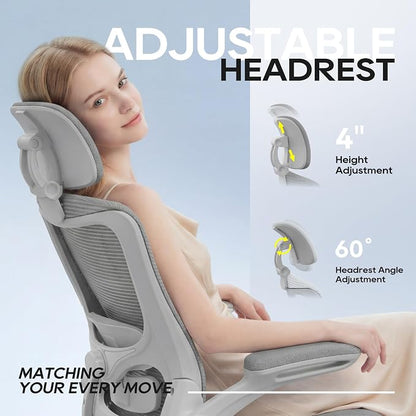 Ergonomic Office Chair for Long Hours, Full-Body Support, Relieve Neck & Back Pressure, 330LBS Capacity, Ideal for Home Office, Office & Study