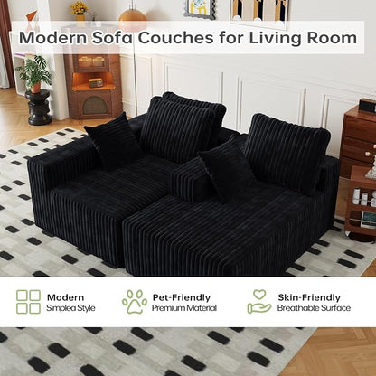 Cloud Boneless Sectional Couches with Oversized Chaise for Living Room, Modular L Shaped Couch with Deep Seat, Memory Foam Compressed 3 Seater Sofa for Apartment