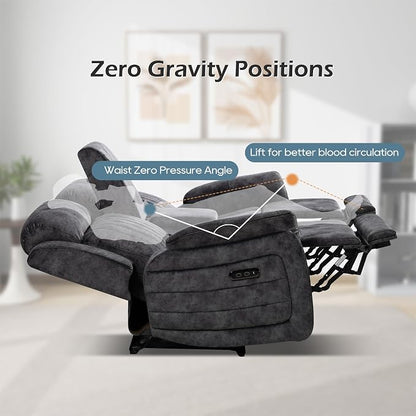 Zero Gravity Power Reclining Loveseat with Adjustable Headrest, Power Loveseat Recliner with Console, Power Loveseat Recliner Sofa with USB & Type-C Ports for Living Room(Grey)
