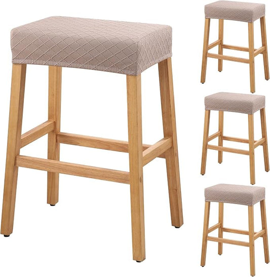 YISUN Stool Covers Rectangle - 4 Pack Stretch Waterproof Saddle Seat Cover Counter Bar Stools Bar Chairs Covers Kitchen Island Chairs Cushion Protector