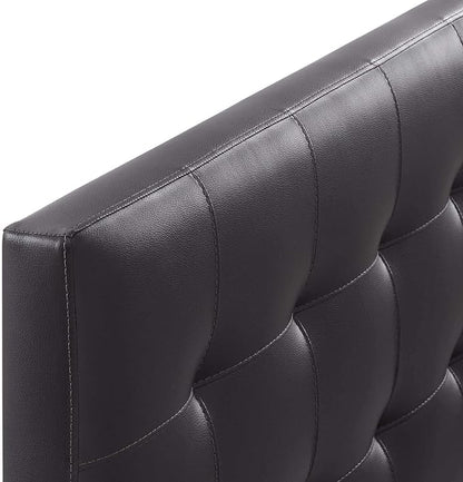Modway Lily Tufted Faux Leather Upholstered Full Headboard in Brown