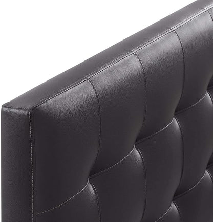 Modway Lily Tufted Faux Leather Upholstered King Headboard in Brown