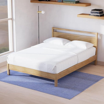 LIFEMENT Signature Wood Platform Bed Frame with Headboard, Essential, Noise Free, Under Bed Storage, No Box Spring Needed, Easy Assembly (Natural, King (U.S. Standard))
