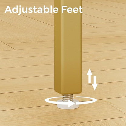 Homleke Glass Coffee Table, Modern Rectangular Coffee Table for Living Room, Minimalist Center Tea Table with Sturdy Metal Frame for Apartment, Office, Easy Assembly, 39.4 x 19.7 x 17.7 Inches, Golden