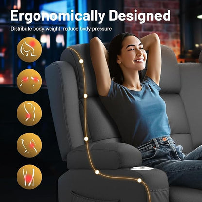 Loveseat Recliner Sofa, Home Theater Seating with Massage, 3 Seat Reclining Loveseats with Console, Wall Hugger RV Couch Movie Theater Chairs, RV Furniture Sofas with USB, Cup Holders for Gaming Room
