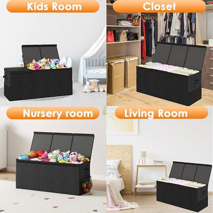Extra Large Toy Box Chest with Lid, Kids Toy Storage Organizer for Boys Girls, Big Toy Bin Basket Extra Large Toy Storage Box for Living Room Playroom Nursery (40" x14" x16")