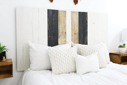 Barn Walls Gray Satin Sash Design, Multicolored, Solid Wood Headboard, Floating Panels, Wall Mount, Adjustable Height, Easy Installation, King Size