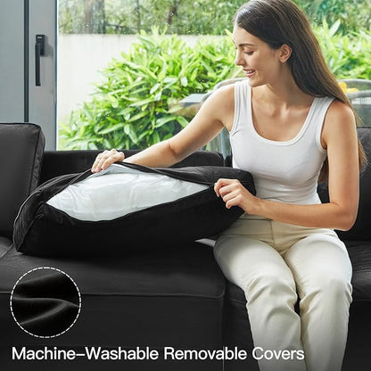 Belffin Modular Reversible Sectional Sofa U Shaped Couch with Storage Seat with Chaise Velvet Black