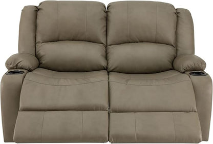 RecPro Charles 58" Powered Double RV Wall Hugger Recliner Sofa RV Loveseat with Upgraded 2023 Fabric (Putty)