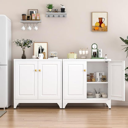 SteeLoong 33" Metal Kitchen Pantry Storage Cabinets with Door and Adjustable Shelves,White Sideboard Buffet Cabinet with Storage,Sideboard Buffet Cabinet for Dining Roonm,Living Room