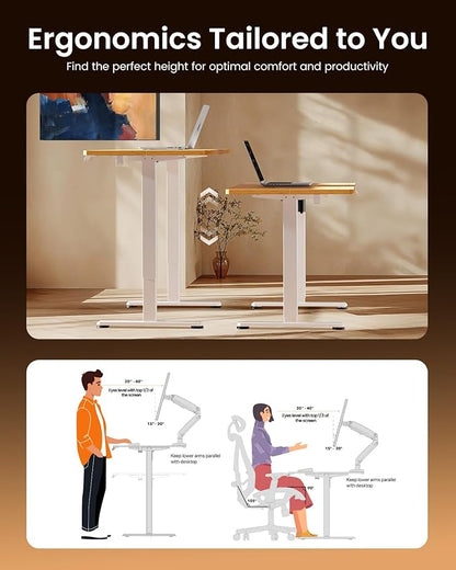 ErGear Height Adjustable Electric Standing Desk, 55 x 28 Inches Sit Stand up Desk, Memory Computer Home Office Desk, Light Vintage Brown