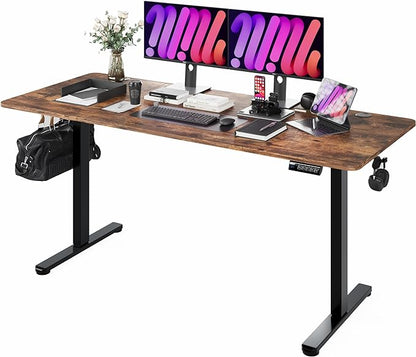 Monomi 71" Electric Standing Desk for Home Office - Large 1.8-Meter Adjustable Height Desk, 176 lbs Capacity, 4 Memory Presets, Quiet Motor & Anti-Collision (Rustic Brown/Black)