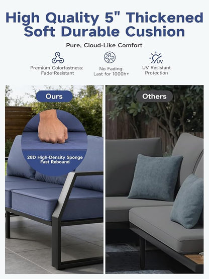 Oversized Modern Outdoor Patio Chair Set of 2 with 5" Thick Cushions, Deep Seat & Wide Armrests, Aluminum All-Weather Rustproof UV-Resistant Frame for Garden, Backyard, Porch