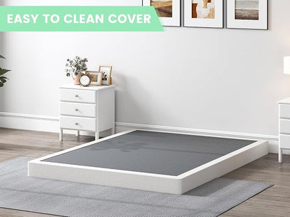 QEROMY 5 Inch Low Profile Box Spring, Sturdy Metal Frame Mattress Foundation, Easy Assembly, Quiet & Noise-Free, Queen Size