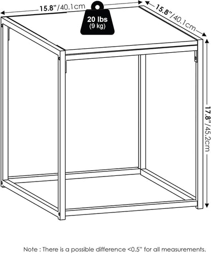 Furinno CAMNUS Side Table Set of 2, Metal Frame End Table, Square Open Frame Night Stand, Bedside Table, Easy Assembly, for Living Room, Bedroom, Solid White