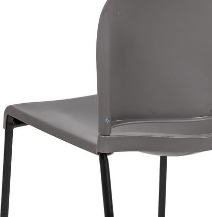 Flash Furniture HERCULES Series 880 lb. Capacity Gray Full Back Contoured Stack Chair with Black Powder Coated Sled Base