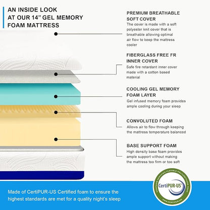 Premium King Adjustable Bed with 14 Inch Prime Gel Memory Foam Sleep System, Massage, Zero Gravity, Anti-Snore, Programmable Memory Positions, USB, Underbed Lighting, Zero Clearance