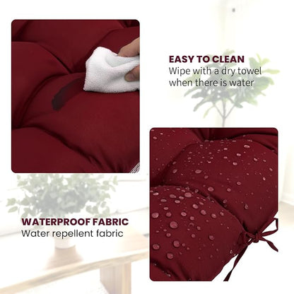 Egg Chair Cushion Replacement Outdoor Hanging Chair Cushion for Patio Furiture Hammock Swing Cushion 47x35x6 Inches (WineRed)