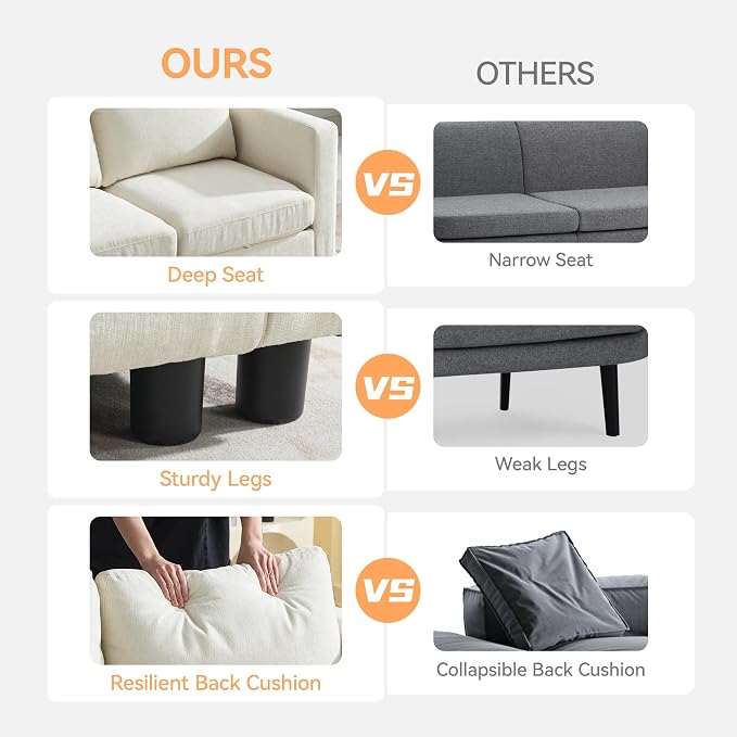 WUTUTUEE 107”Modular Sectional Sofa Convertible U Shaped Sofa Couch Set with Storage for Living Room, Modern 6 Seater Modular Sectional Couch with Movable Ottoman, Chenille(Beige)