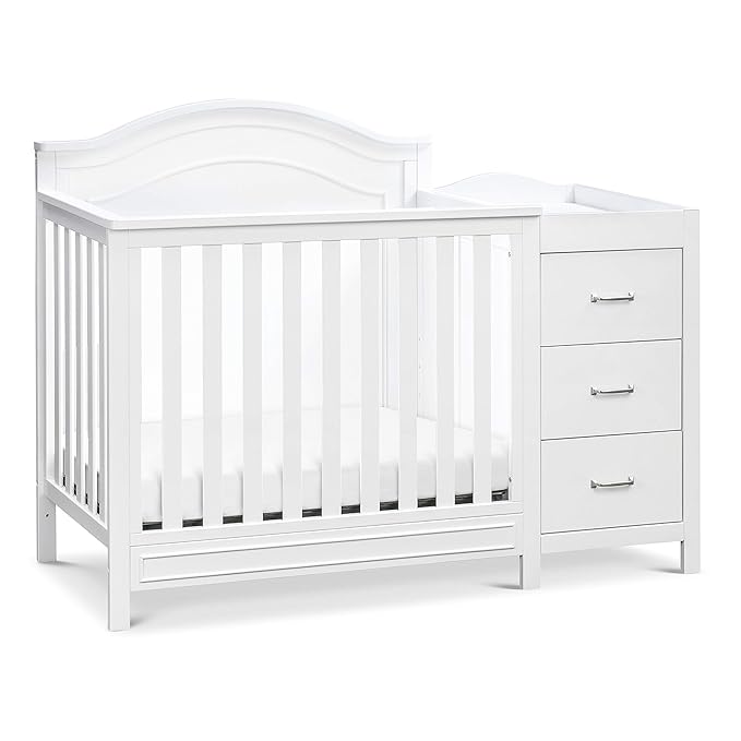 Davinci Charlie 4-in-1 Convertible Mini Crib and Changer Combo in White, Greenguard Gold Certified