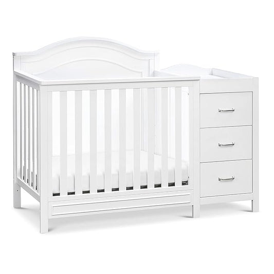 Davinci Charlie 4-in-1 Convertible Mini Crib and Changer Combo in White, Greenguard Gold Certified