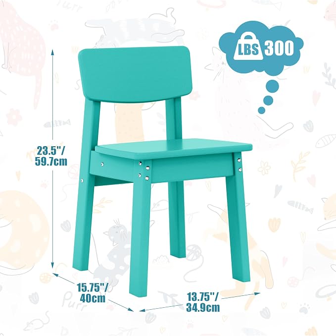 Costaelm Outdoor Kids Dining Chair Set of 2,Step Stool Toddler Chair, Turquoise