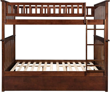 AFI, Columbia Ladder Bunk Bed Full Over Full with Full Trundle, Walnut