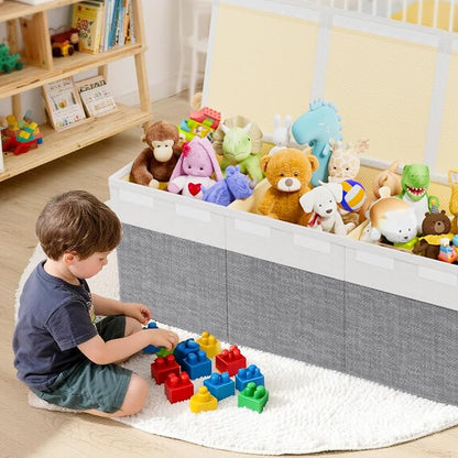 Dayacoco Extra Large Toy Box Chest with Lids, Collapsible Sturdy Kids Toy Storage Organizer Boxes for Boys Girls, Collapsible Sturdy Toys Chest Storage Organizer Bin Basket, Gray