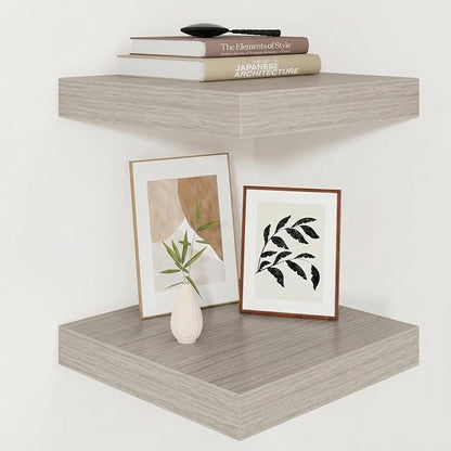 Vivelove 12" Deep Floating Shelves for Wall 12x12 Long, Wall Shelves for Bedroom Living Room Bathroom Kitchen Laundry Room, Farmhouse Rustic Shelves for Home Decor, 12" X 12" X 2" Set of 2, Grey