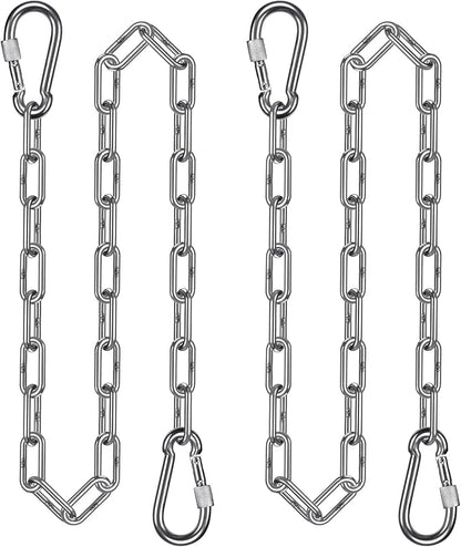 2Pcs 65" (5.4 ft) 304 Stainless Steel Swing Chain 1000 LBs Capacity Porch Swing Chains with Hooks Hanging Chair Chains for Hammock Chair, Swingset, Punching Bag, Egg Chairs, for Indoor and Outdoor