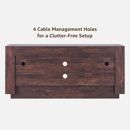 OKD Modern 70" TV Stand, Entertainment Center for TVs Up to 80", Media Console with Large Open Storage & Side Cabinets, Thick Wood Design for Living Room, Dark Walnut