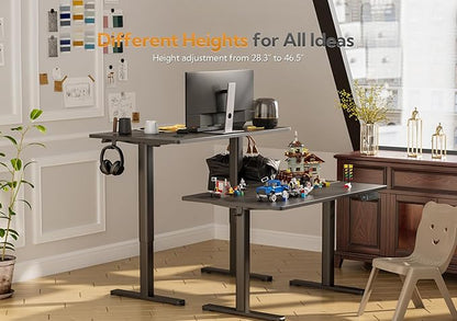 Claiks Electric Height Adjustable Stand Up Desk, 32x19 Inches, Black