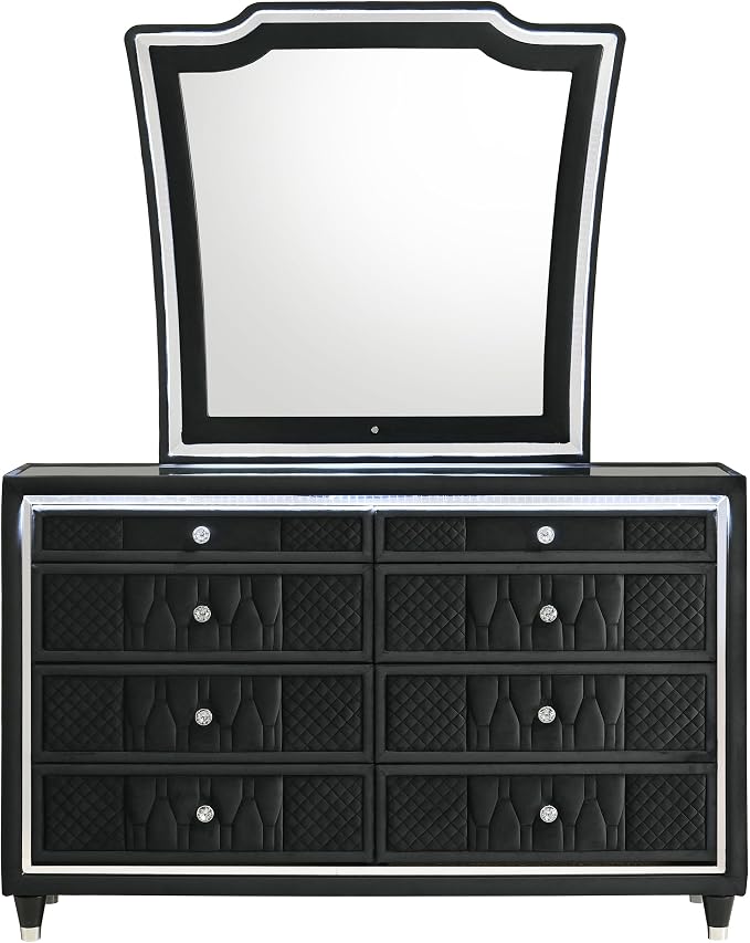Coaster Home Furnishings Lorient 8-Drawer LED Dresser with Mirror Black 223163M