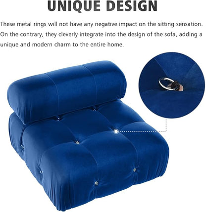 Modular Sectional Sofa, Velvet Couch, Middle seat, Blue
