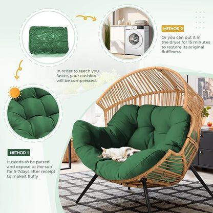 DANGHOOGY Egg Chair Cushion, Waterproof Outdoor Egg Replacement Cushions, Patio Chair Cushions for Outdoor Funiture, Thickened Hanging Chair Cushion, 35x47x7 Inches (Green)