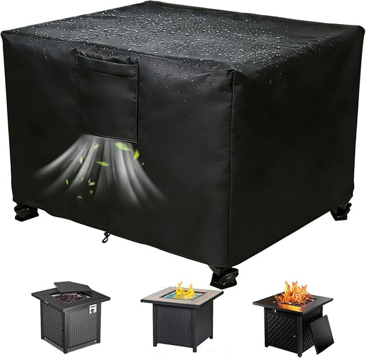 Chinchilla Heavy Duty 32 Inch Square Fire Pit Cover - 100% Waterproof & Weatherproof 600D Oxford Fabric, Durable All-Season Protection for 30/31/32 Inch Propane Fire Pits and Tables