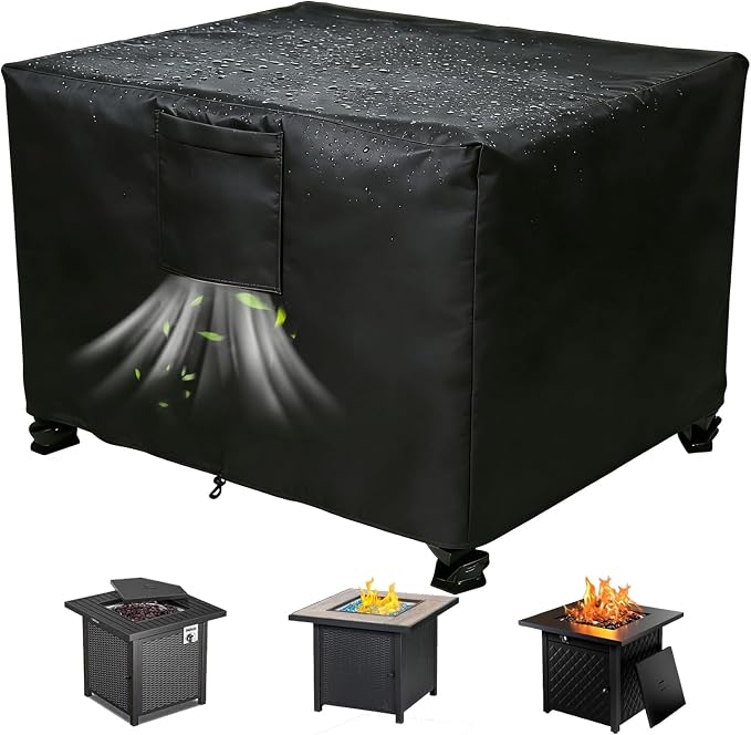 Chinchilla Heavy Duty 28 Inch Square Fire Pit Cover - 100% Waterproof & Weatherproof, Durable All-Season Protection for 26/27/28 Inch Propane Fire Pits and Tables