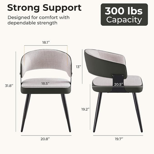 Dining Chairs Set of 2, Modern Upholstered Kitchen & Dining Room Chairs with Breathable Woven Fabric, Easy to Assemble & Clean for Dining Room, Restaurant, Cafe