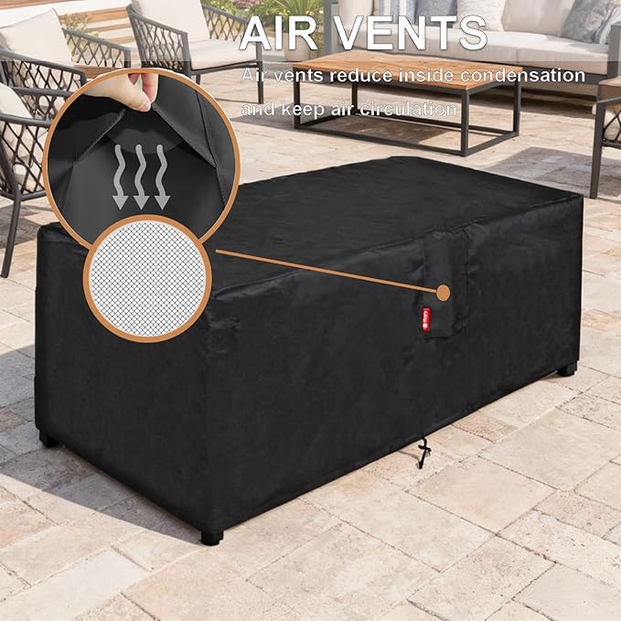 SheeChung Fire Pit Cover Rectangular 50"L x 25"W x 24"H,Waterproof,Heavy Duty 600D Polyester Outdoor Fire Pit Table Covers,Tear Resistant,Patio Deck Box Storage Cover
