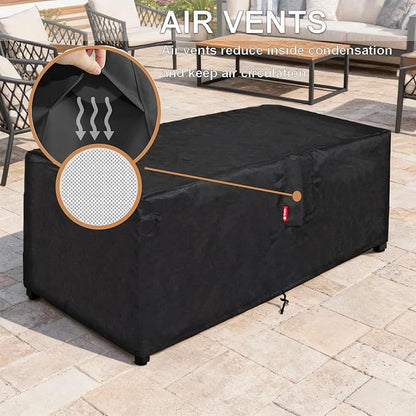 SheeChung Fire Pit Cover Rectangular 50"L x 25"W x 24"H,Waterproof,Heavy Duty 600D Polyester Outdoor Fire Pit Table Covers,Tear Resistant,Patio Deck Box Storage Cover