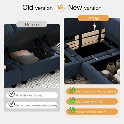 Belffin Modular Sectional Sofa with Ottomans Velvet Reversible Sleeper Sectional Sofa with Chaise Modular Sleeper Sofa Bed with Storage Seat Blue