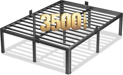 NKZ 20 Inch Metal Platform Bed Frame, Queen Size Bed Frame with Round Corner Legs, 3,500 lbs Heavy Duty Steel Slats Support, No Box Spring Needed, Easy Assembly, Noise Free
