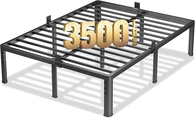 NKZ 20 Inch Metal Platform Bed Frame, California King Size Bed Frame with Round Corner Legs, 3,500 lbs Heavy Duty Steel Slats Support, No Box Spring Needed, Easy Assembly, Noise Free