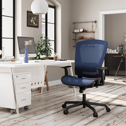 ELABEST Mesh Office Chair,Ergonomic Computer Desk Chair,Sturdy Task Chair- Adjustable Lumbar Support & Armrests,Tilt Function,Comfort Wide Seat,Swivel Home Office Chair (Blue)