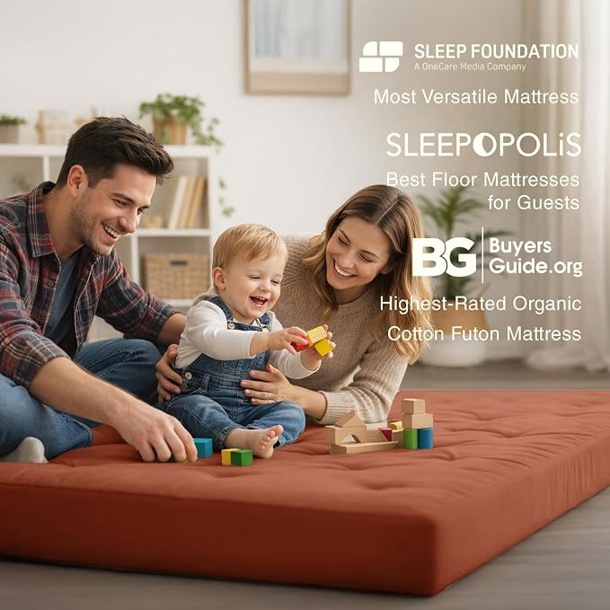 ZonLi Japanese Floor Futon Mattress Full Size 75"x 54", 100% Cotton Cover 6'' Thicken Tatami Mattress, Foldable Sleeping Pad, Portable Dormitory Tatami Mat, Roll Up Floor Lounger Bed for Adult